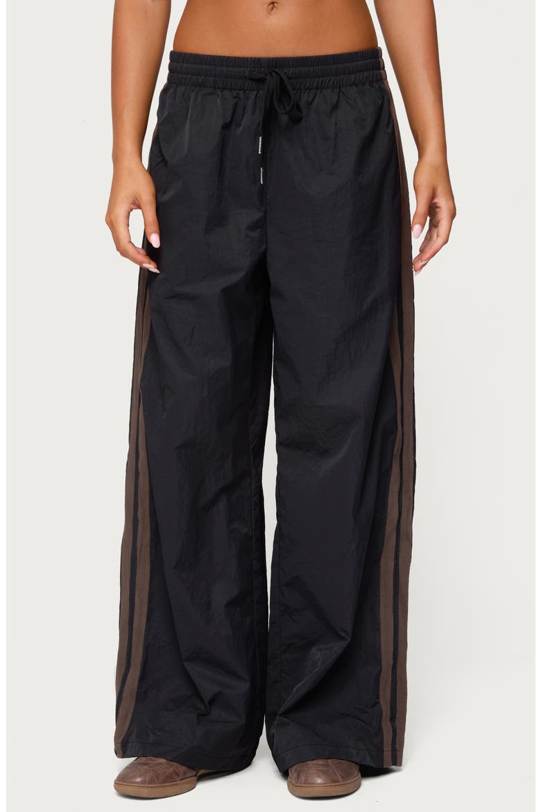 Kieran Stripe Nylon Track Pants, Main, color, BLACK