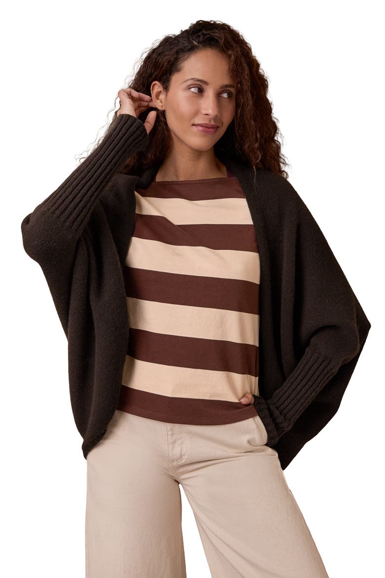Long Sleeve Cocoon Cardigan, Main, color, Chocolate