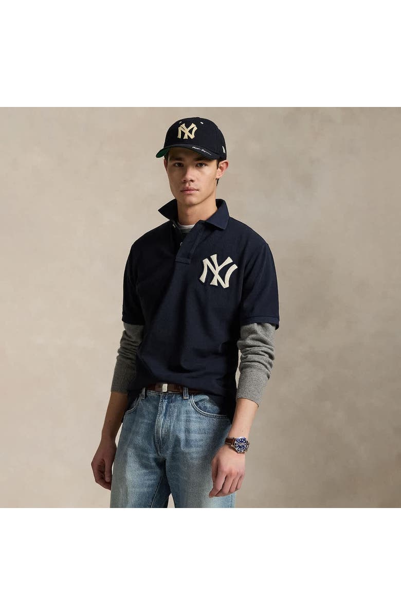 Polo Ralph Lauren Navy Yankees Polo Shirt, Main, color,