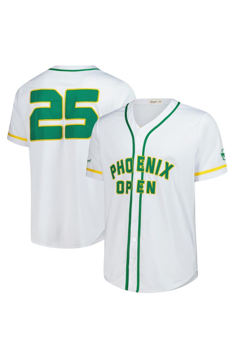 BARSTOOL GOLF Men's Barstool Golf White WM Phoenix Open Baseball Jersey, Alternate, color, White