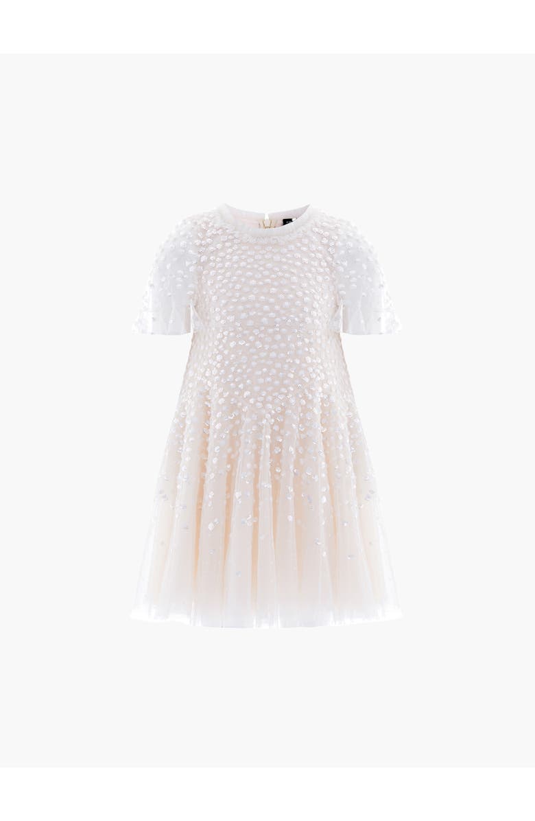 Needle & Thread Dappled Sequin Short Cape Kids Dress, Alternate, color, Cream