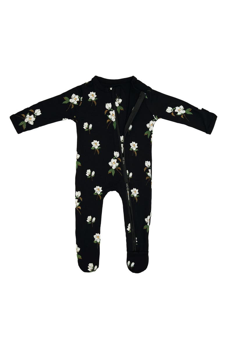 Kyte BABY Print Zip-Up Footie, Alternate, color, Magnolia