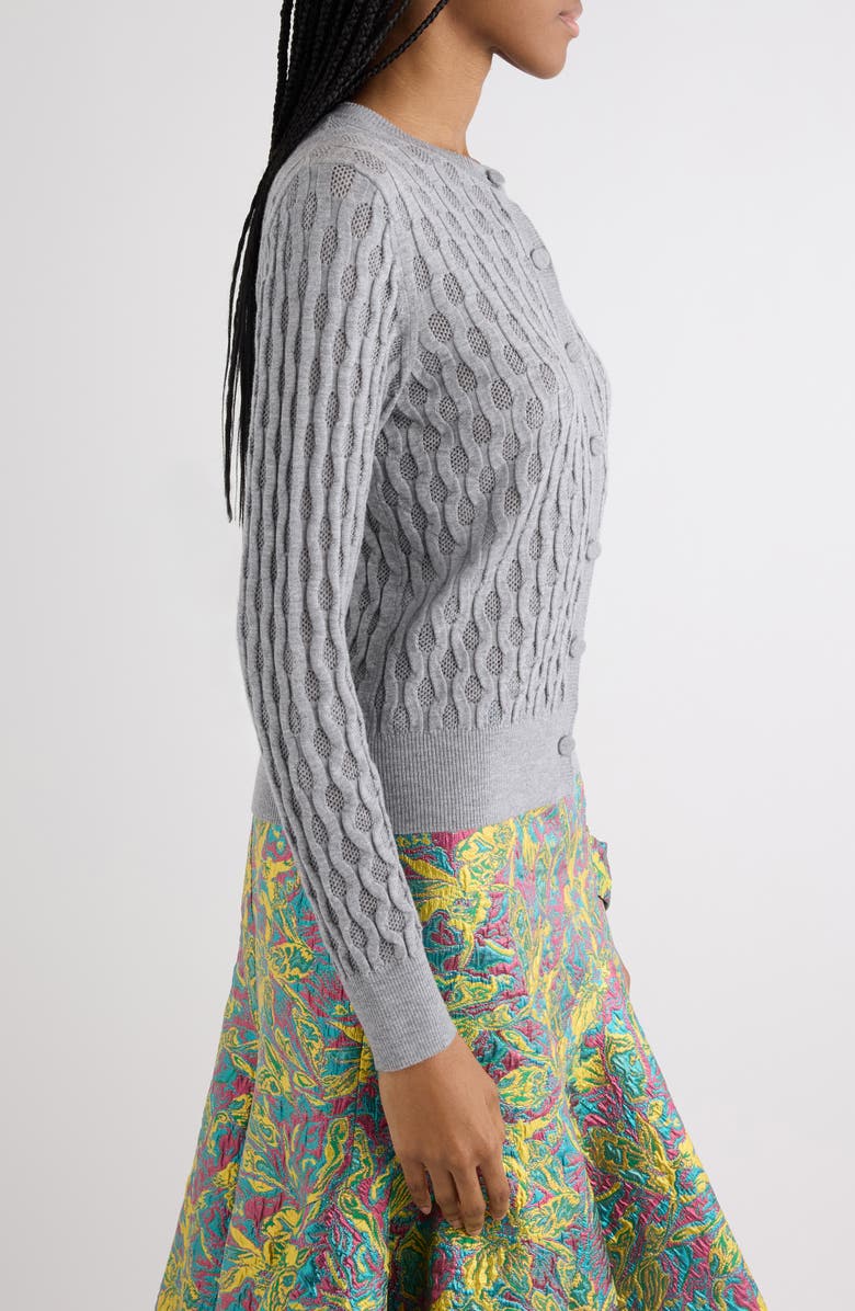Dries Van Noten Tanguy Textured Merino Wool Cardigan, Alternate, color, Grey