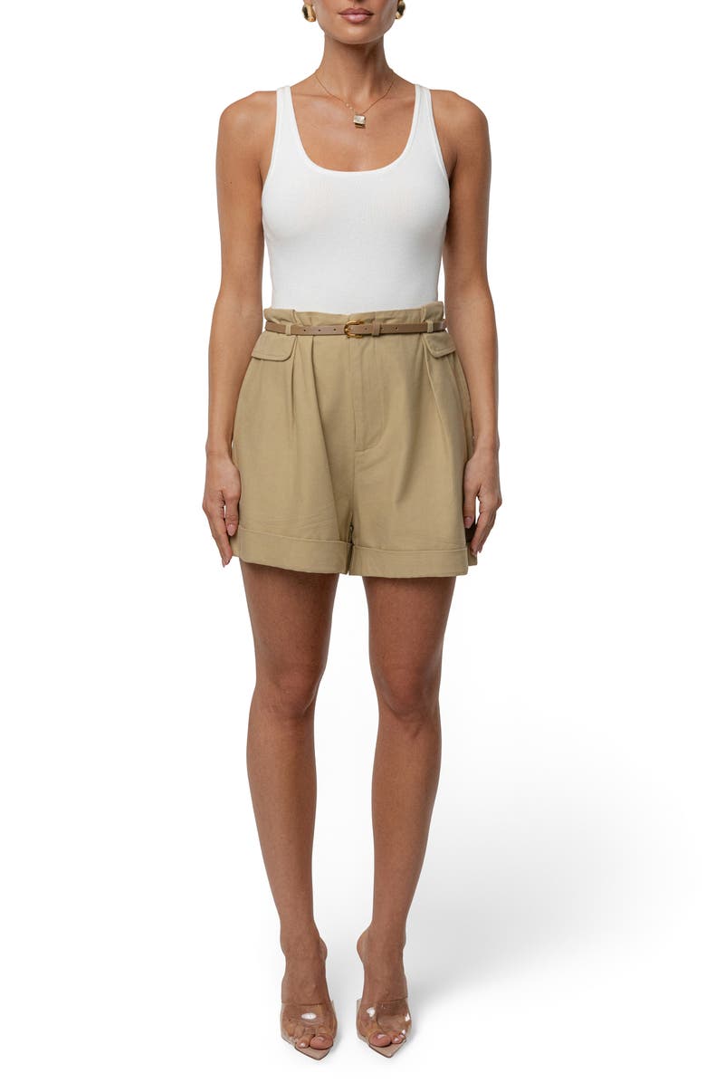 JLUXLABEL Belted Cotton Blend Cargo Shorts, Alternate, color, Beige