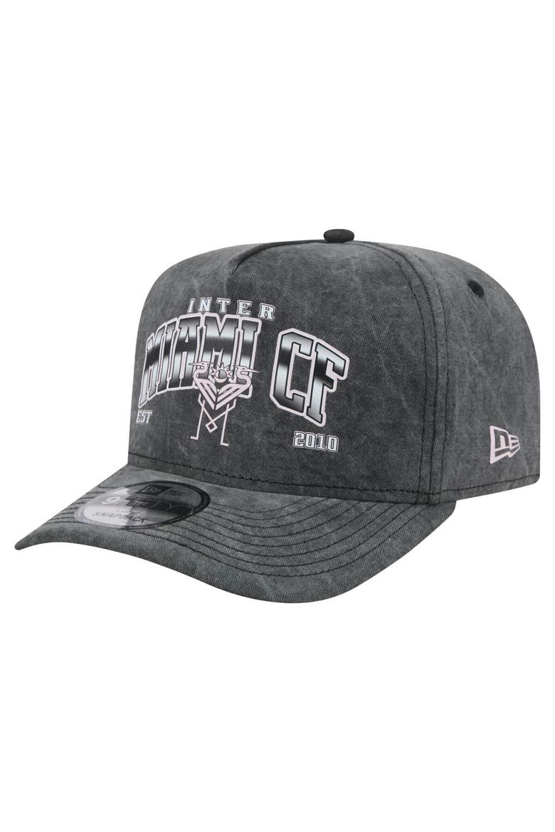 Men's New Era  Black Inter Miami CF Washed 9FIFTY A-Frame Adjustable Hat, Main, color, Black