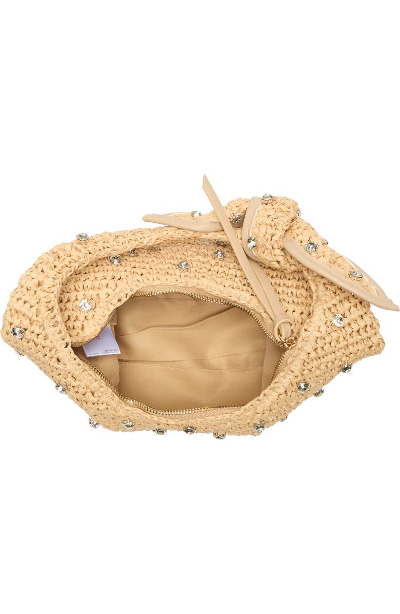 URBAN EXPRESSIONS HANDBAGS Jessa Crystal Embellished Raffia Shoulder Bag, Alternate, color, Natural