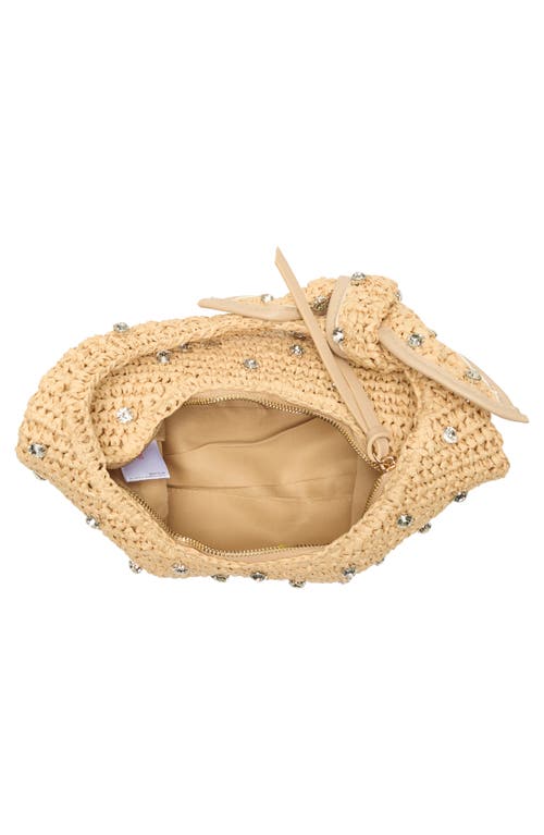 Urban Expressions Handbags Jessa Crystal Embellished Raffia Shoulder Bag In Brown