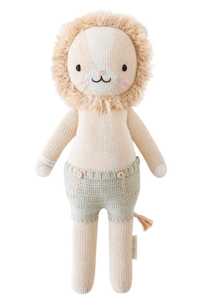 Little Sawyer the Lion Stuffed Animal, Main, color, GREEN/ BEIGE