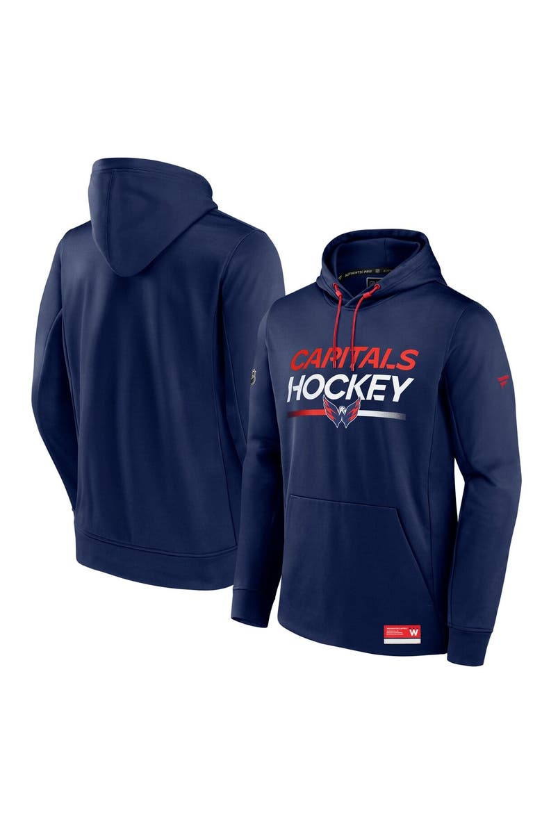 FANATICS Men's Fanatics Navy Washington Capitals Authentic Pro Fleece Pullover Hoodie, Main, color, 