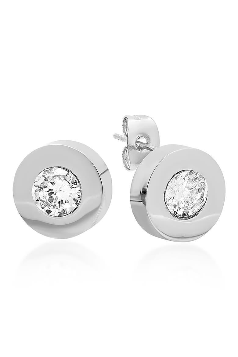 Swarovski Crystal Embellished Stud Earrings, Main, color, METALLIC
