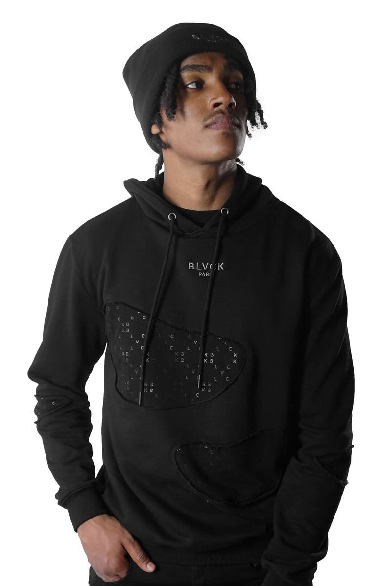 Blvck Monogram Torn Hoodie, Main, color, 