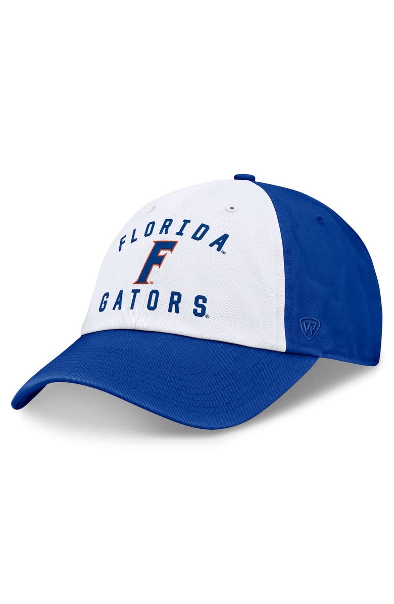 TOP OF THE WORLD Men's Top of the World White/Royal Florida Gators Heritage Weston Adjustable Hat, Main, color, White