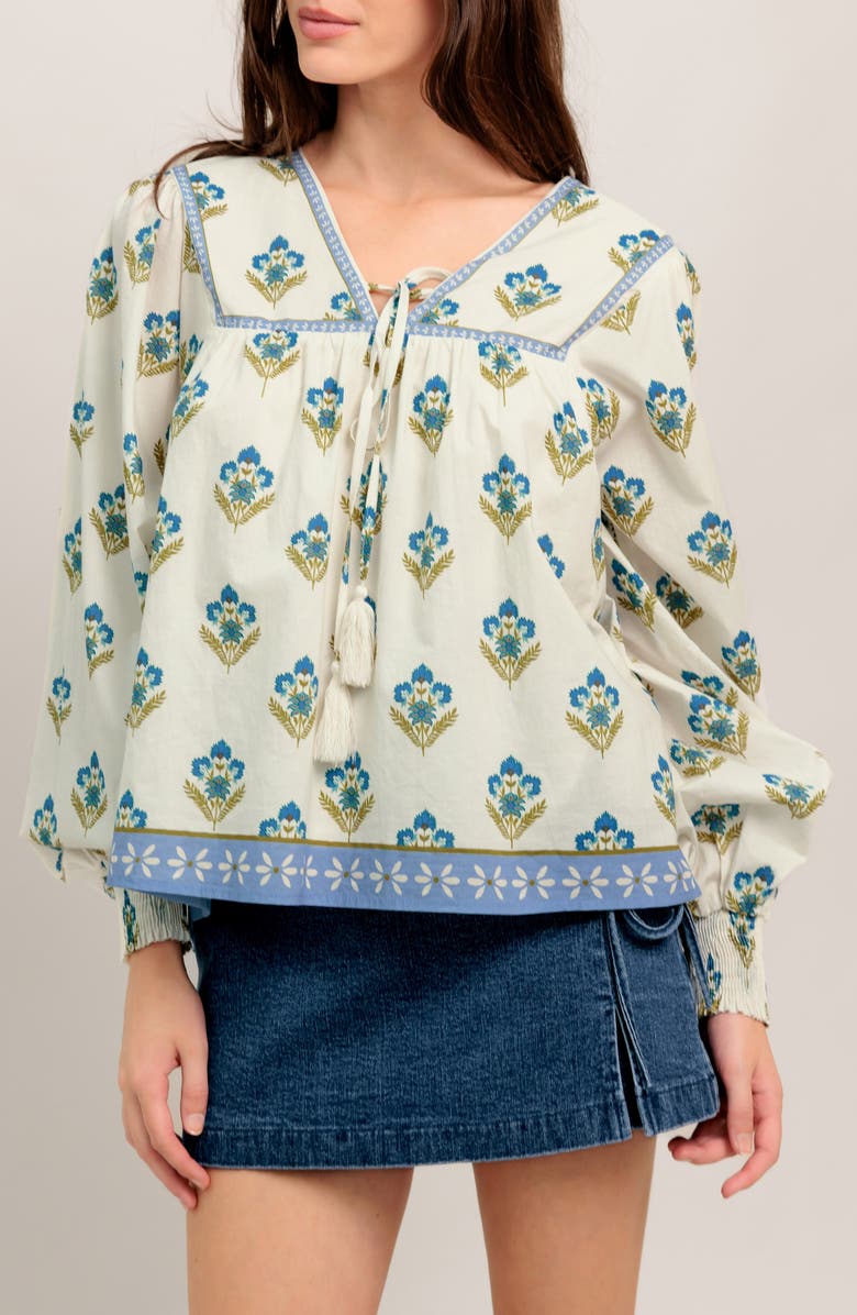 FLYING TOMATO Printed Woven Top, Main, color, Ivory