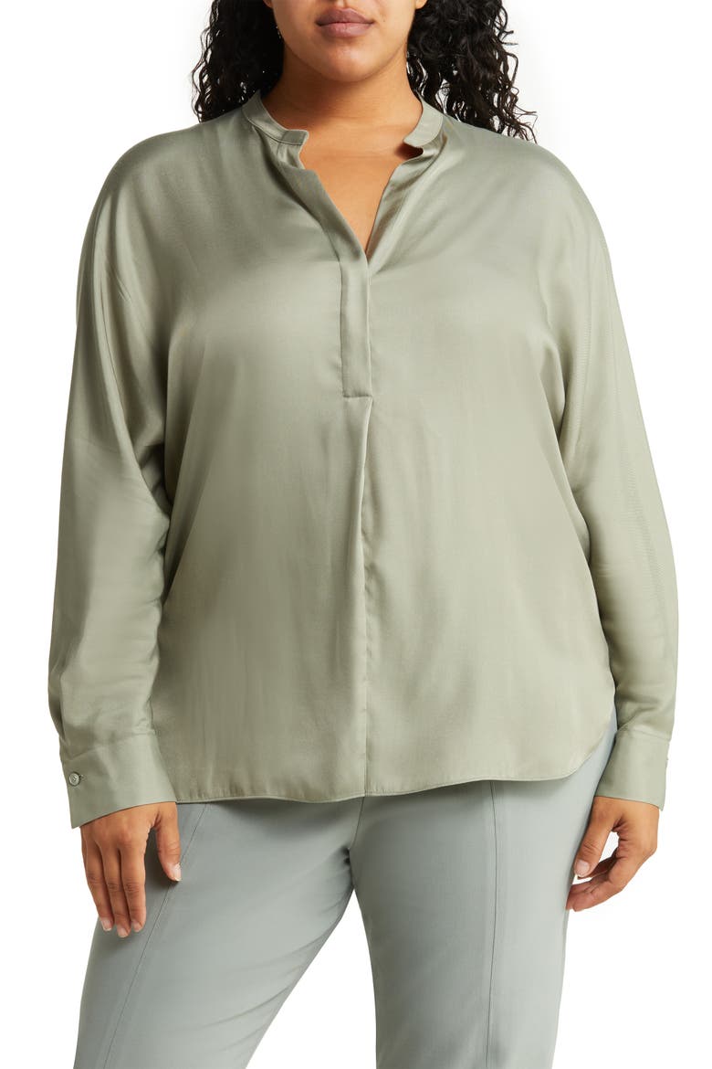 Silk Blend Blouse, Main, color, MOSS