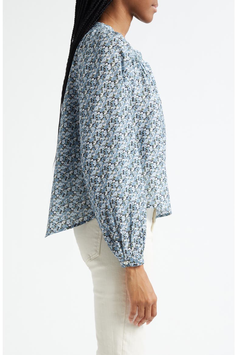 Madge Floral Cotton Blend Button-Up Shirt, Alternate, color, LAKE MIST MULTI