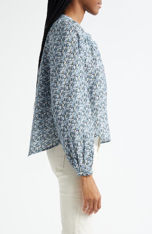 Veronica Beard Madge Floral Cotton Blend Button-up Shirt In Blue