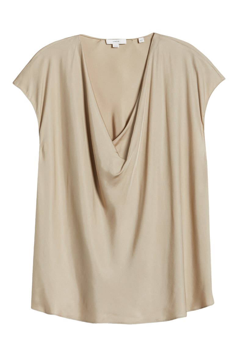 Cowl Neck Cap Sleeve Silk Blend Blouse, Alternate, color, OAT