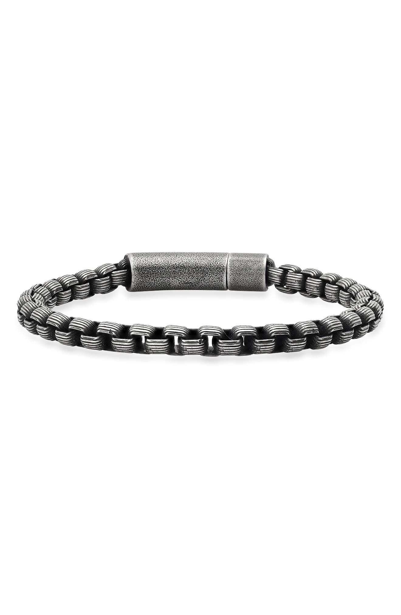 HMY JEWELRY Men's Oxidized Stainless Steel Chain Bracelet