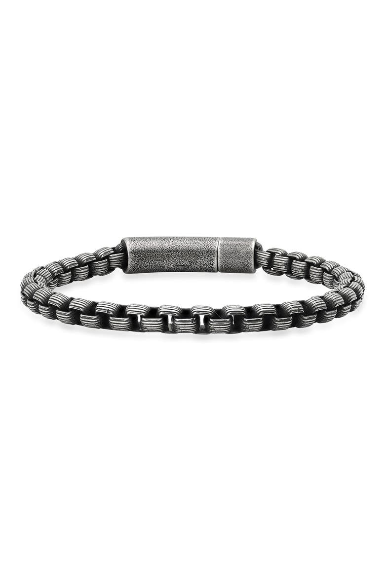 Men's Oxidized Stainless Steel Chain Bracelet, Main, color, METALLIC