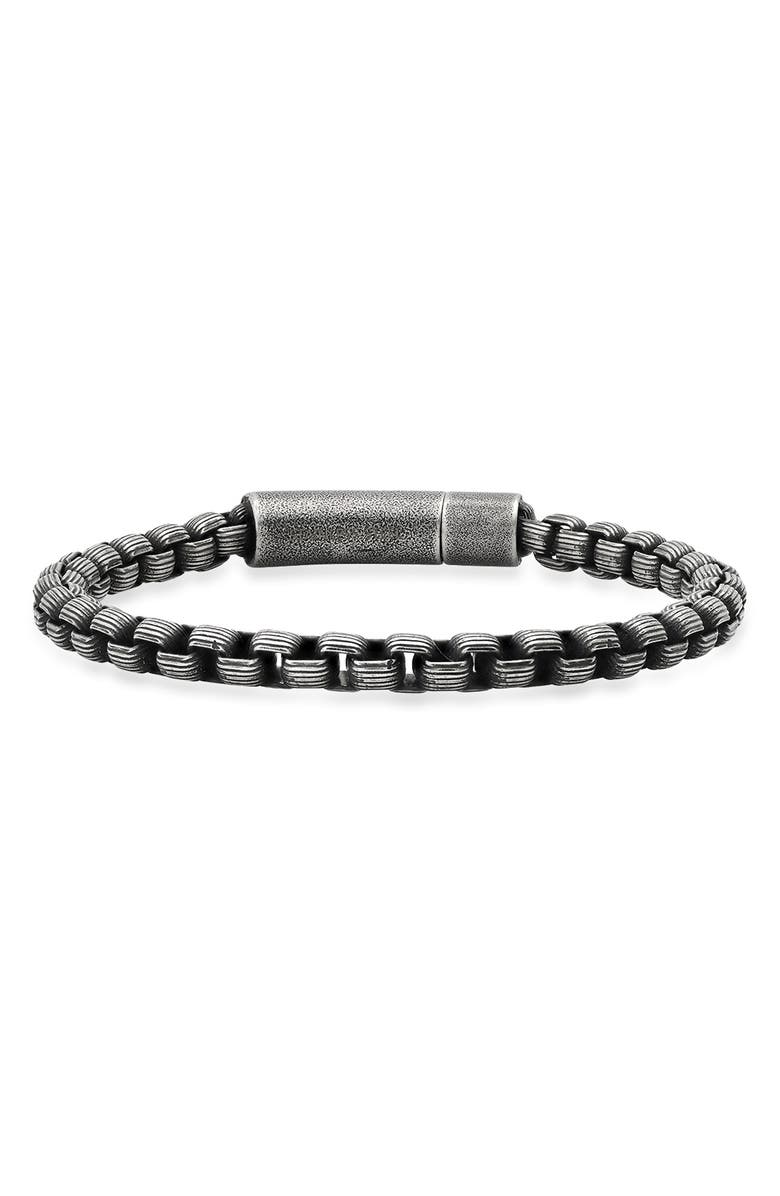 HMY JEWELRY Men's Oxidized Stainless Steel Chain Bracelet, Main, color, Metallic