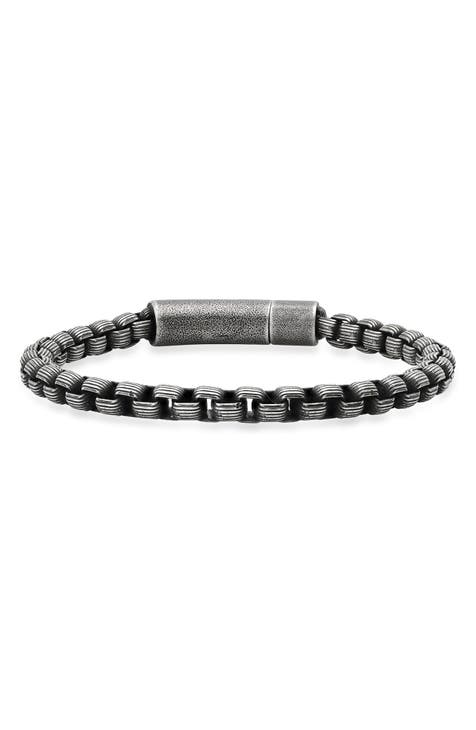 Men's Oxidized Stainless Steel Chain Bracelet