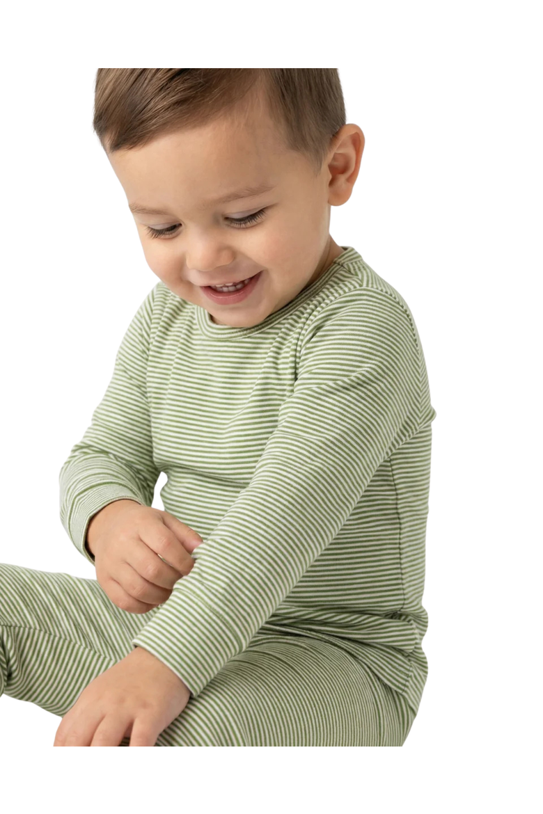 Long Sleeve and Pajama Set, Alternate, color, Evergreen Stripe