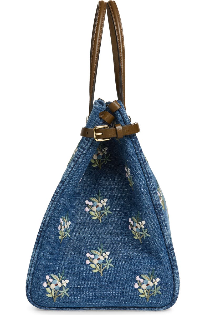 Valentino Garavani Medium Antibes Embroidered Denim Tote, Alternate, color, Blue Multi