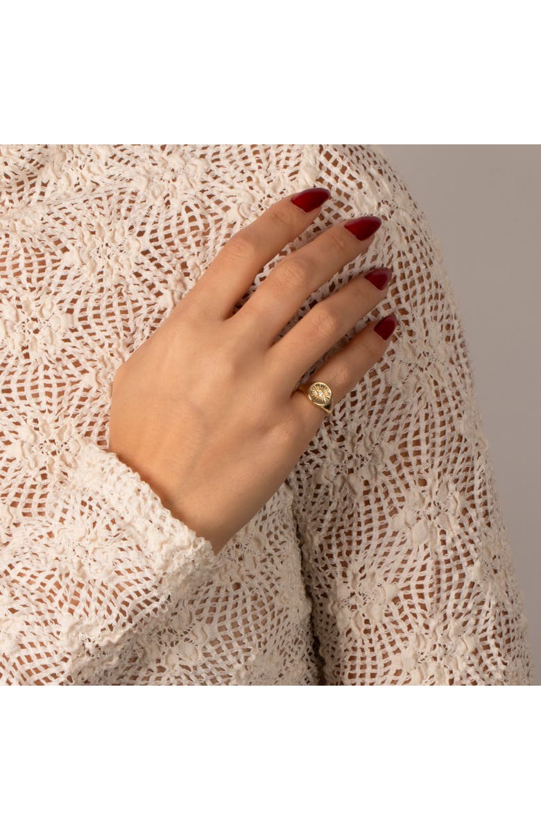 BY ADINA EDEN CZ Evil Eye Signet Pinky Ring, Alternate, color,