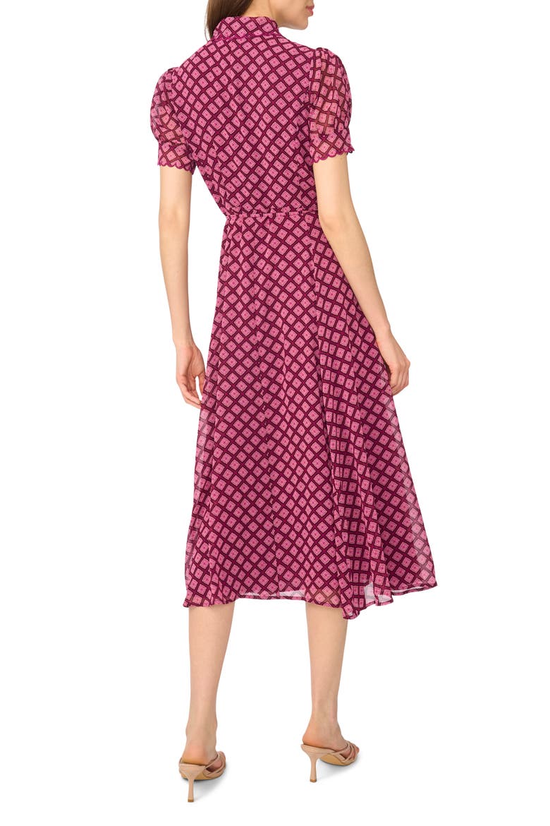 Print Midi Shirtdress, Alternate, color, DEEP MULBERRY
