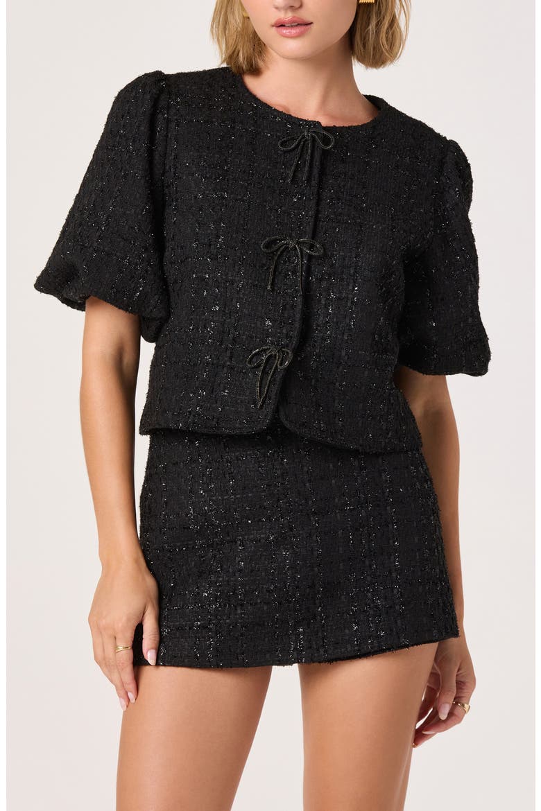 Metallic Tweed Mini Skort, Alternate, color, BLACK