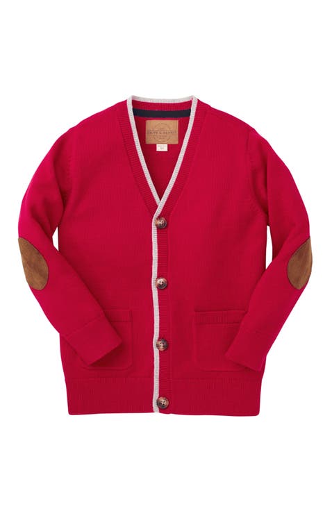 Baby Boys' Organic Tipped Cardigan with Elbow Patches, Infant