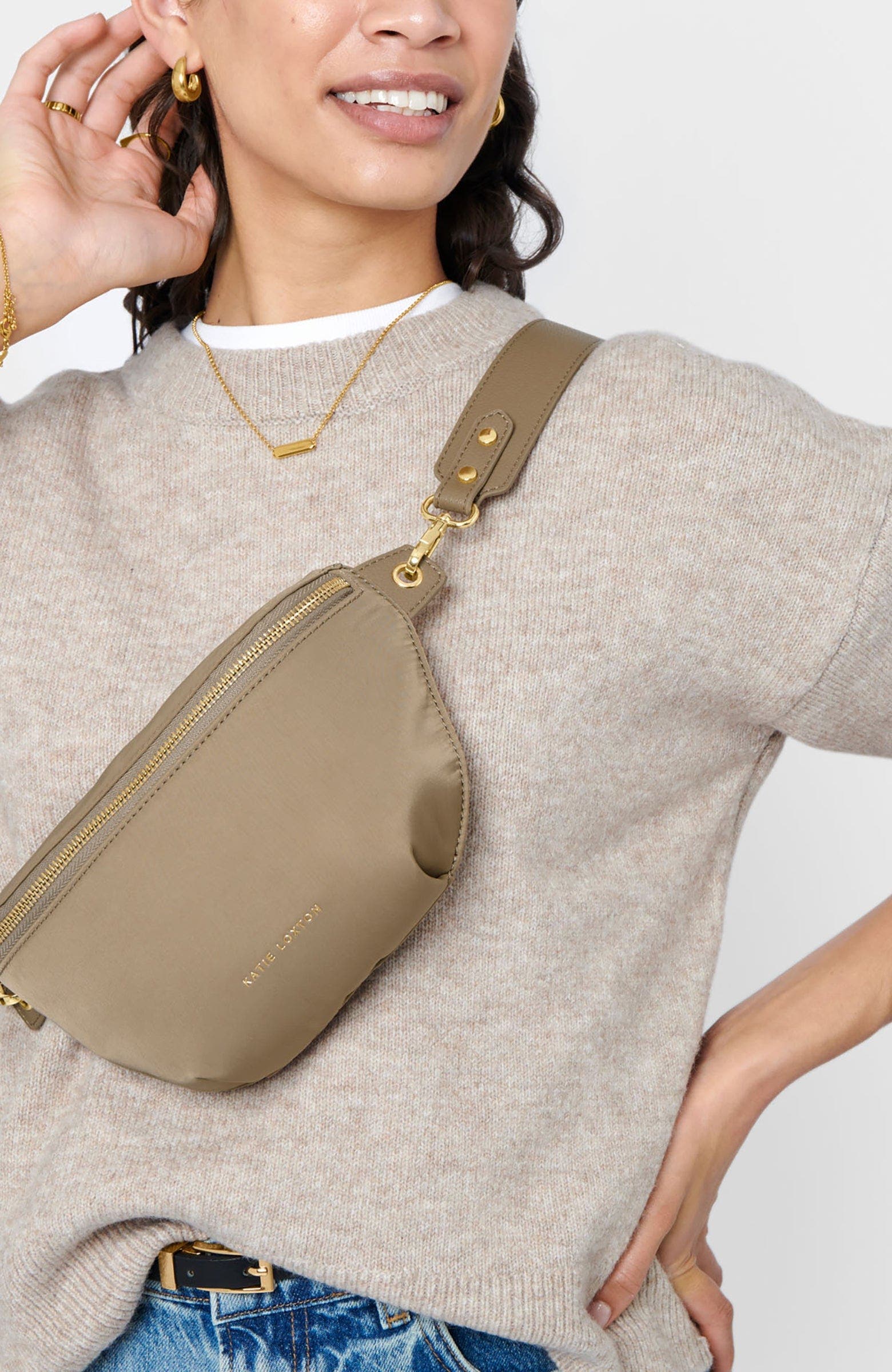 Nylon-Luxe Belt Bag, Alternate, color, Taupe