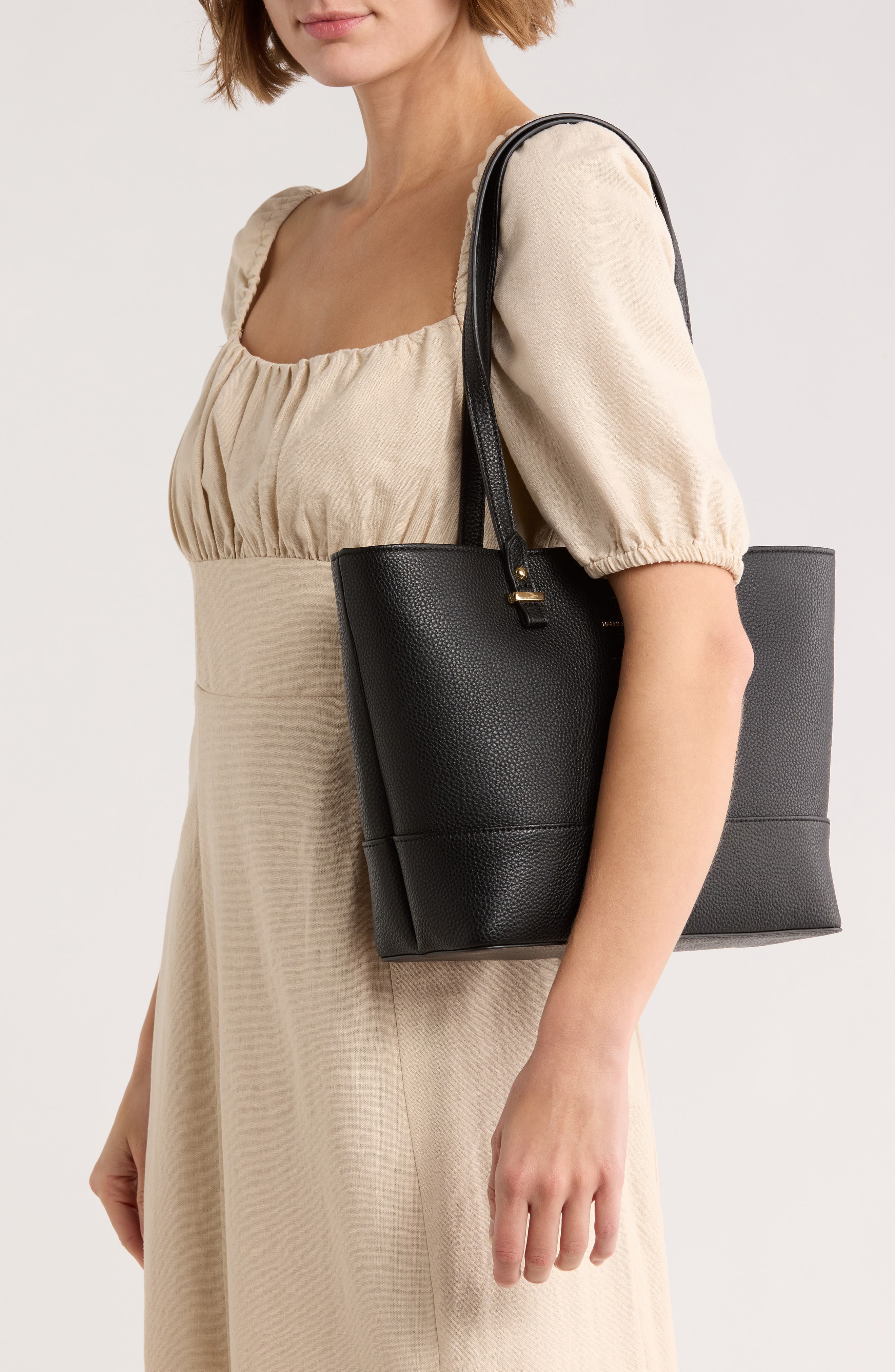 Nanette Lepore Brielle Tote Bag & Dome Pouch, Alternate, color, Black - Ecru