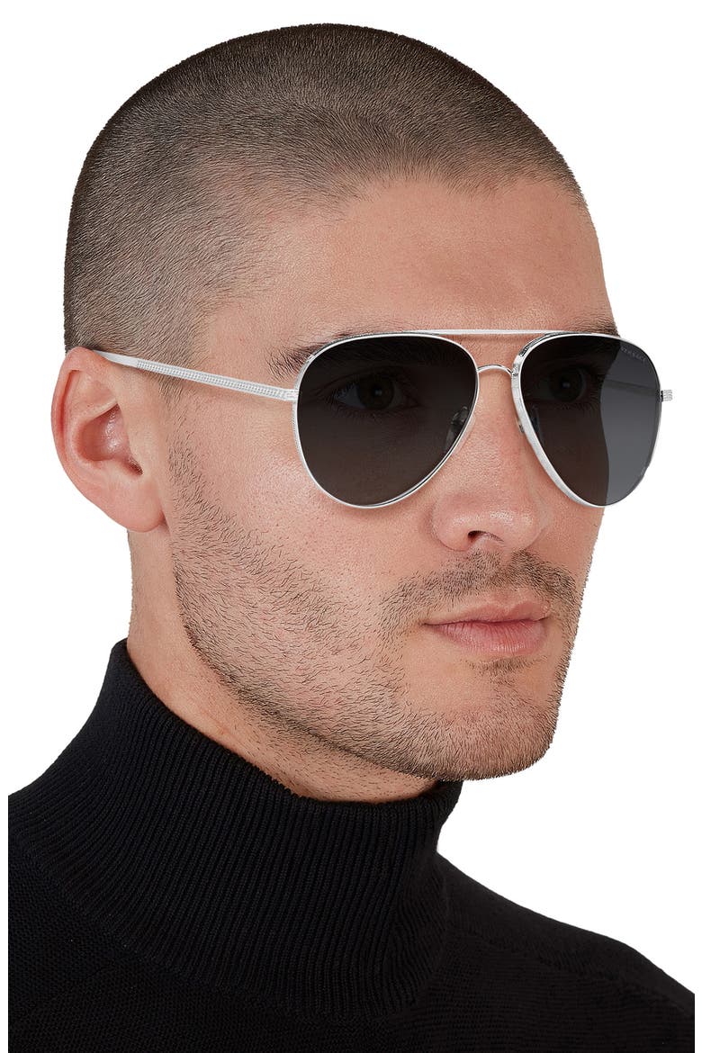 56mm Gradient Aviator Sunglasses, Alternate, color, SILVER/ GREY GRADIENT