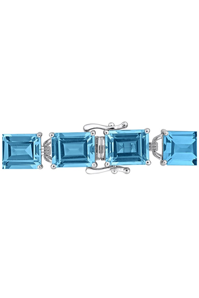 Emerald-Cut Sky Blue Topaz Tennis Bracelet, Alternate, color, BLUE