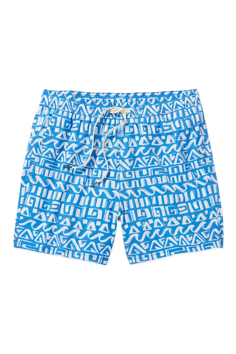 The Bungalow Water Repellent Swim Trunks, Alternate, color, BLUE WATER WAVES