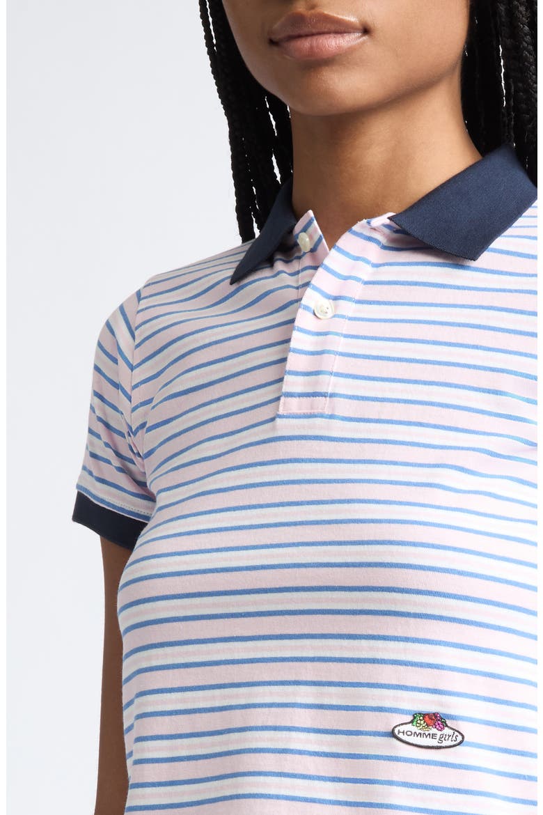 Striped Jersey Baby Polo, Alternate, color, PINK STRIPE