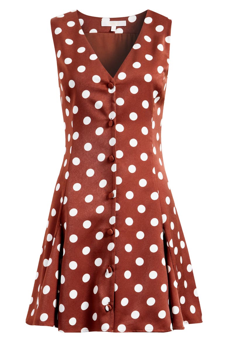 Darcy Dot Sleeveless Fit & Flare Minidress, Alternate, color, REDWOOD POLKA DOT
