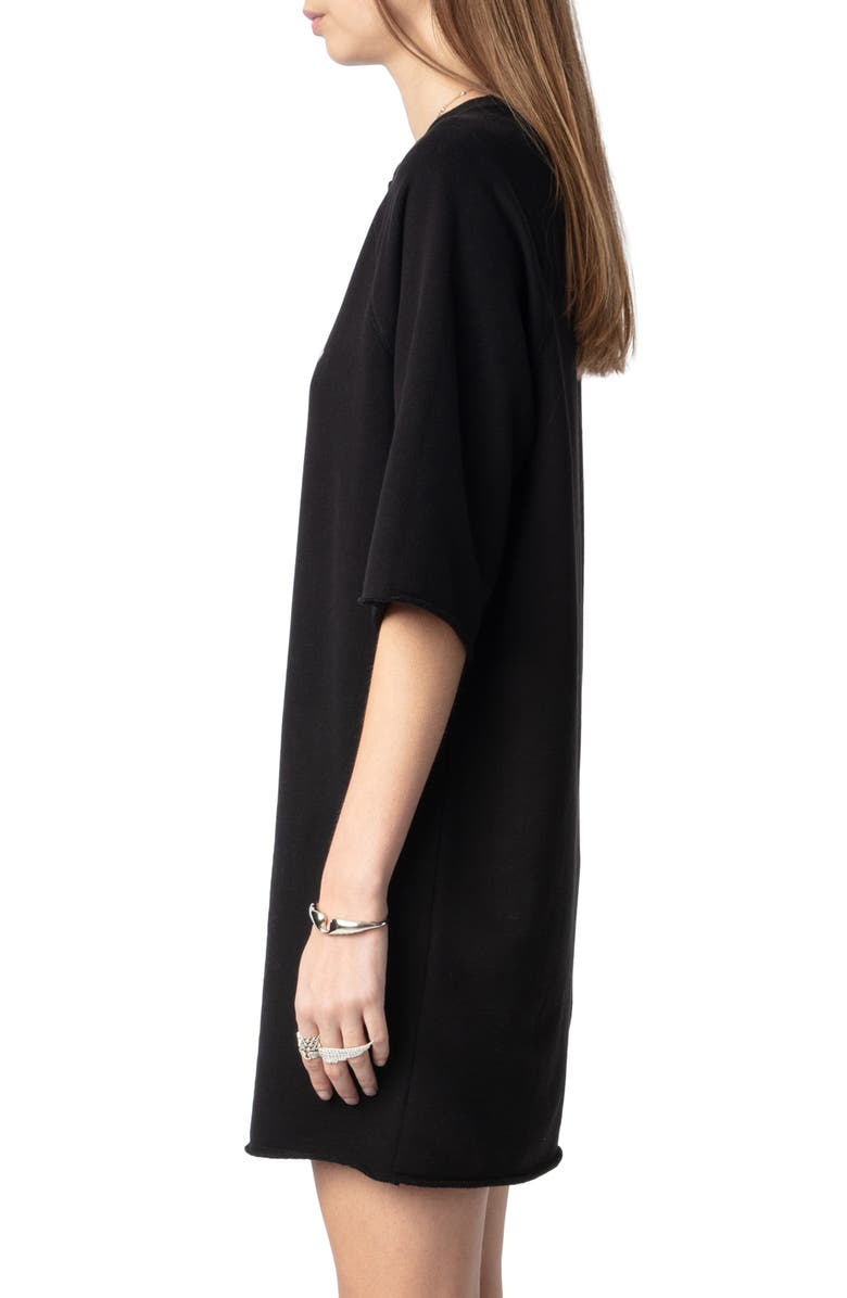 Zadig & Voltaire Grace Stud Detail Rock and Roll Graphic T-Shirt Dress, Alternate, color, 