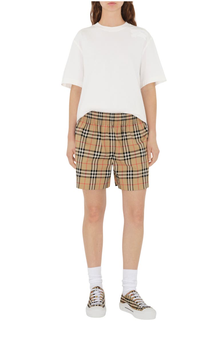 Burberry Check Cotton Shorts, Main, color, Archive Beige