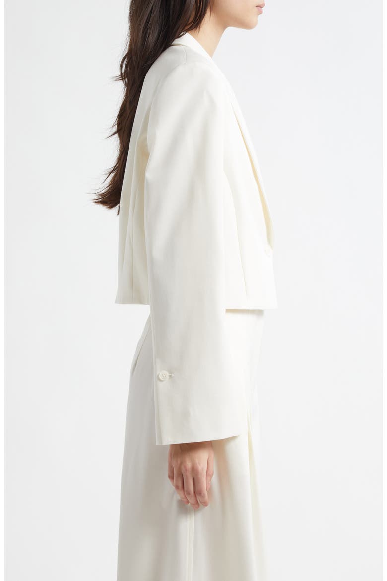 Stretch Cotton & Wool Blazer with Pleat Placket, Alternate, color, IVORY