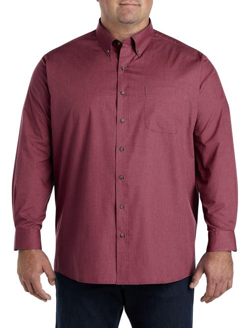 Harbor Bay By Dxl Big & Tall Easy-care Solid Sport Shirt In Red