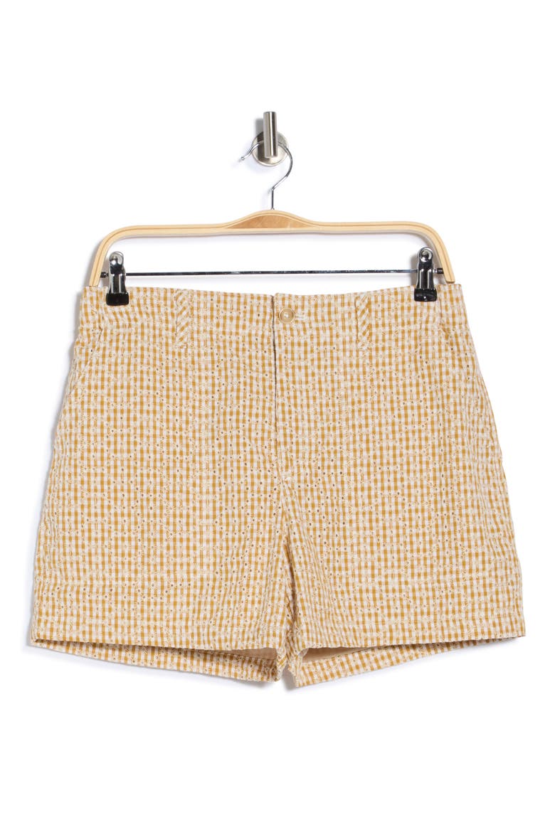 Socialize Gingham Embroidered Eyelet Cotton Shorts, Alternate, color, CHECK EYELET