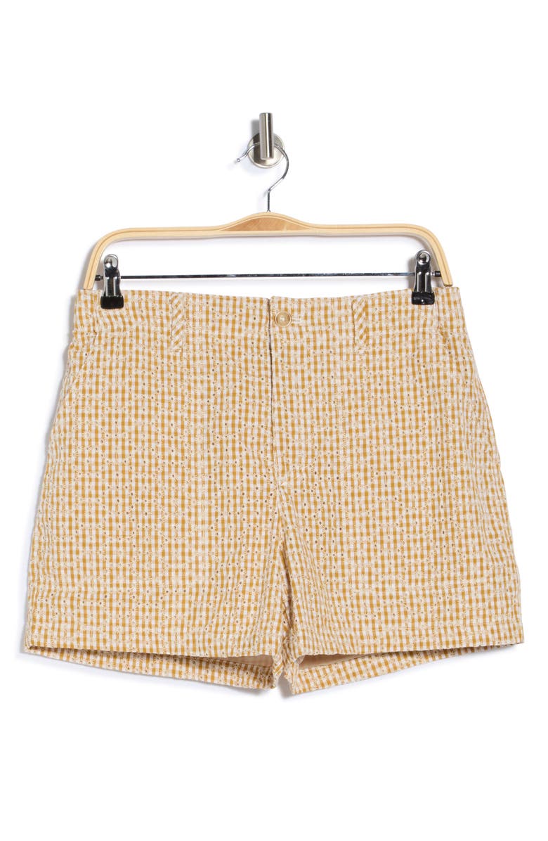 Sanctuary Socialize Gingham Embroidered Eyelet Cotton Shorts, Alternate, color, Check Eyelet