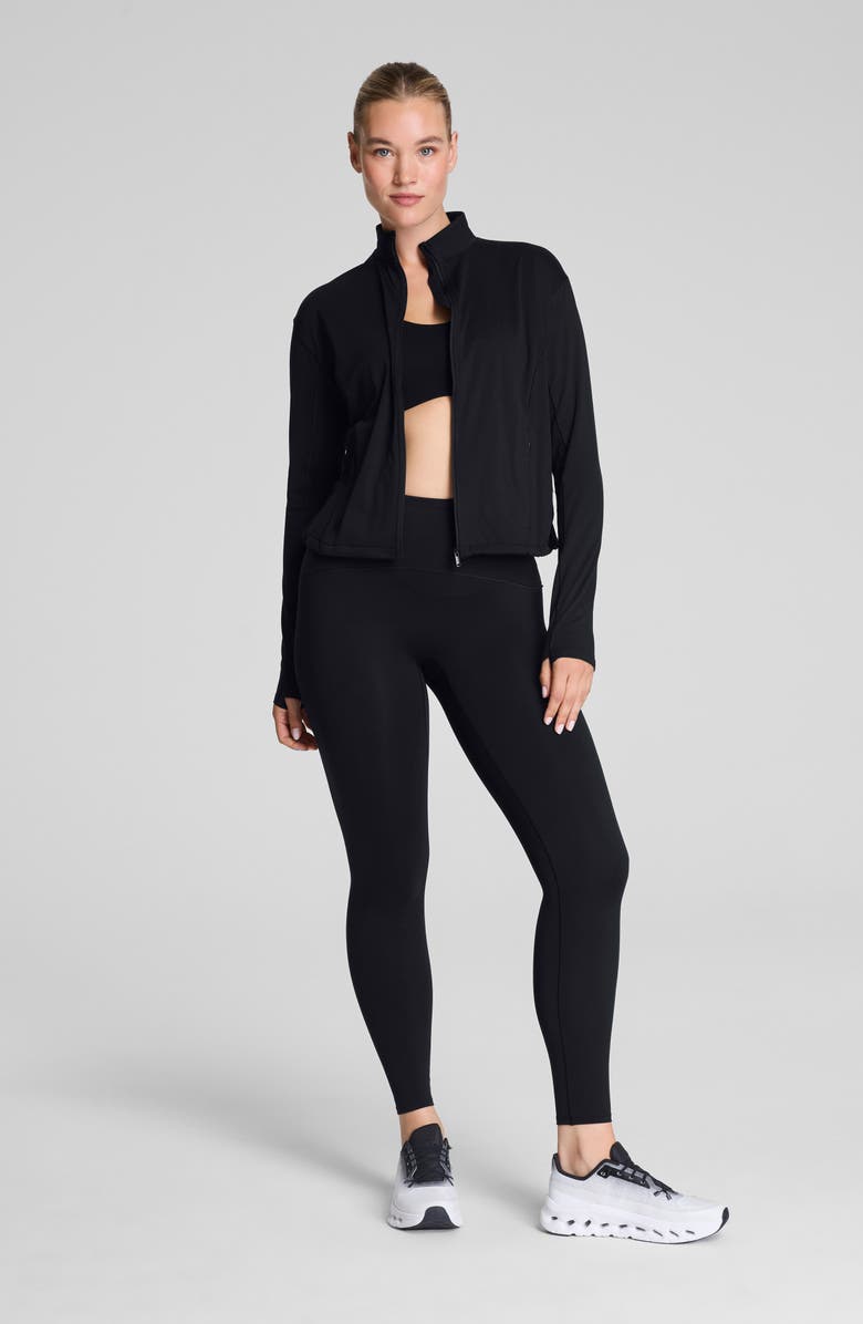 SPANX<sup>®</sup> Brushed Full Zip Jacket, Alternate, color, Very Black