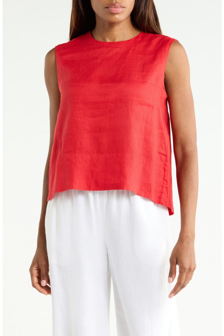 Button Back Sleeveless Shell, Main, color, CHERRY RED