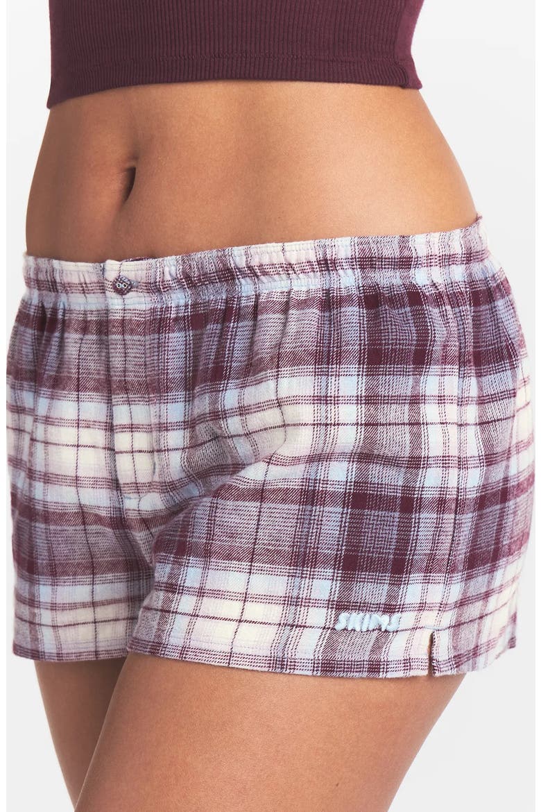 Flannel Plaid Sleep Boxer Shorts, Alternate, color, IRIS MICA PLAID