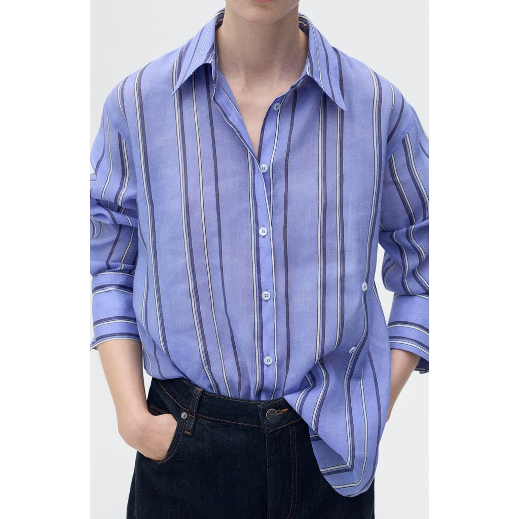 MANGO MANGO STRIPE BUTTON-UP SHIRT