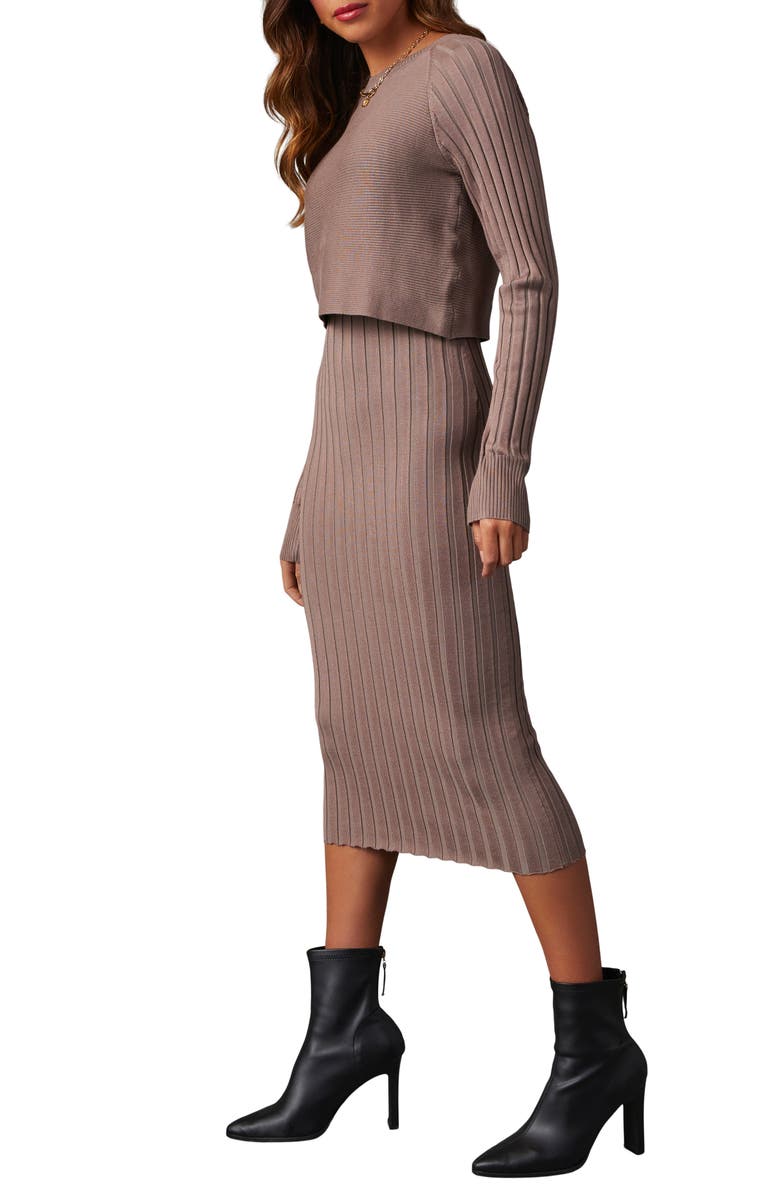 VICI Collection Full of Surprises Long Sleeve Rib Sweater Dress, Alternate, color, 