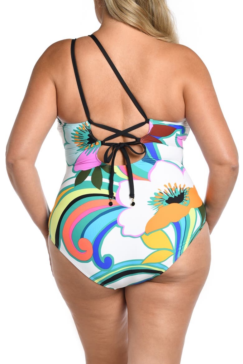 Suncatcher One-Shoulder Lace-Up Back One-Piece Swimsuit, Alternate, color, MULTI